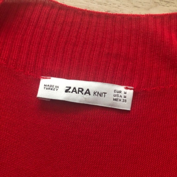 Zara Knit Bright Red Long Sleeve Top - Picture 4 of 9